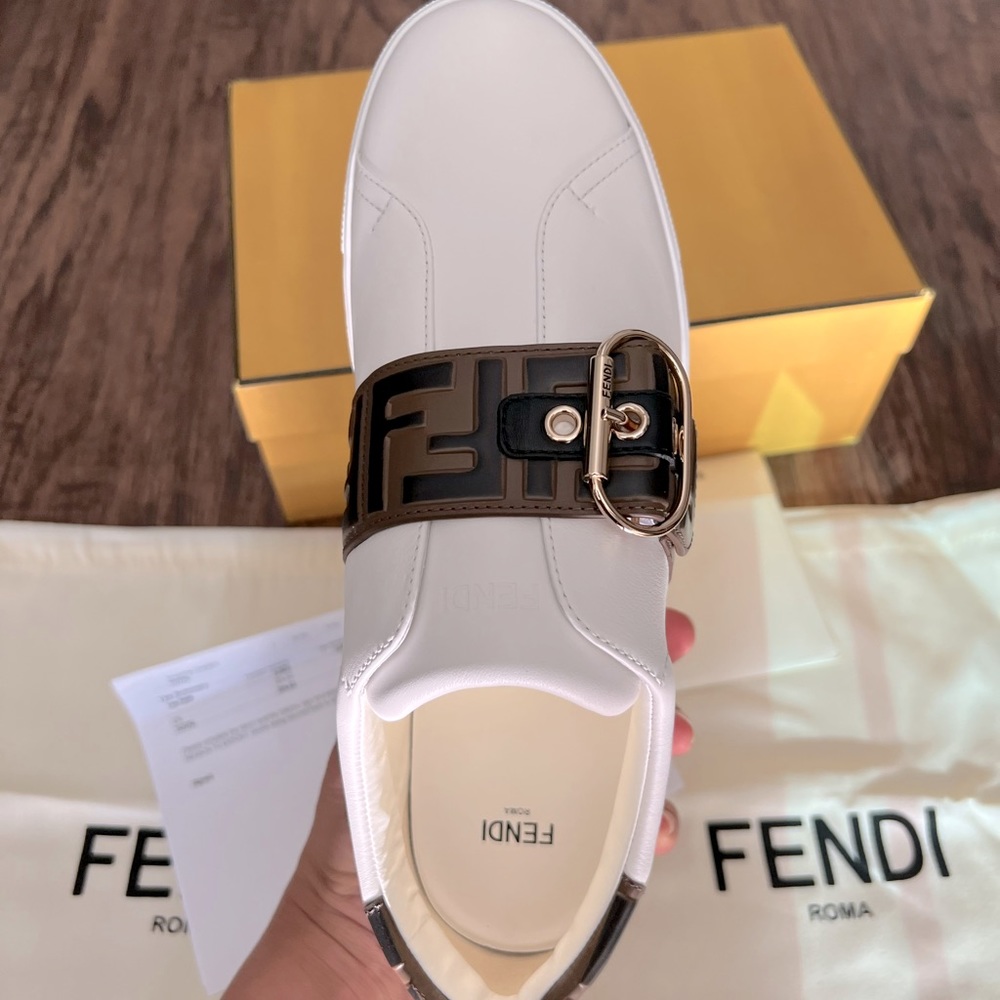 Fendi Logo buckle Slip on sneakers